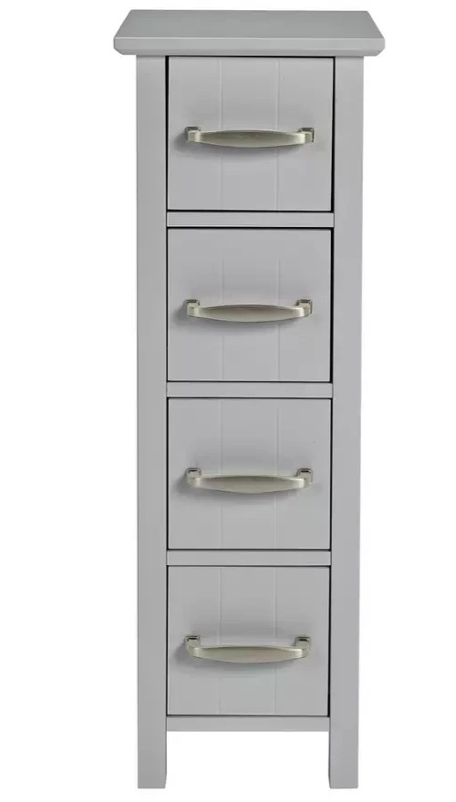 Home 4 Drawer Bathroom Storage Unit Grey | Freestanding Bathroom Cabinet