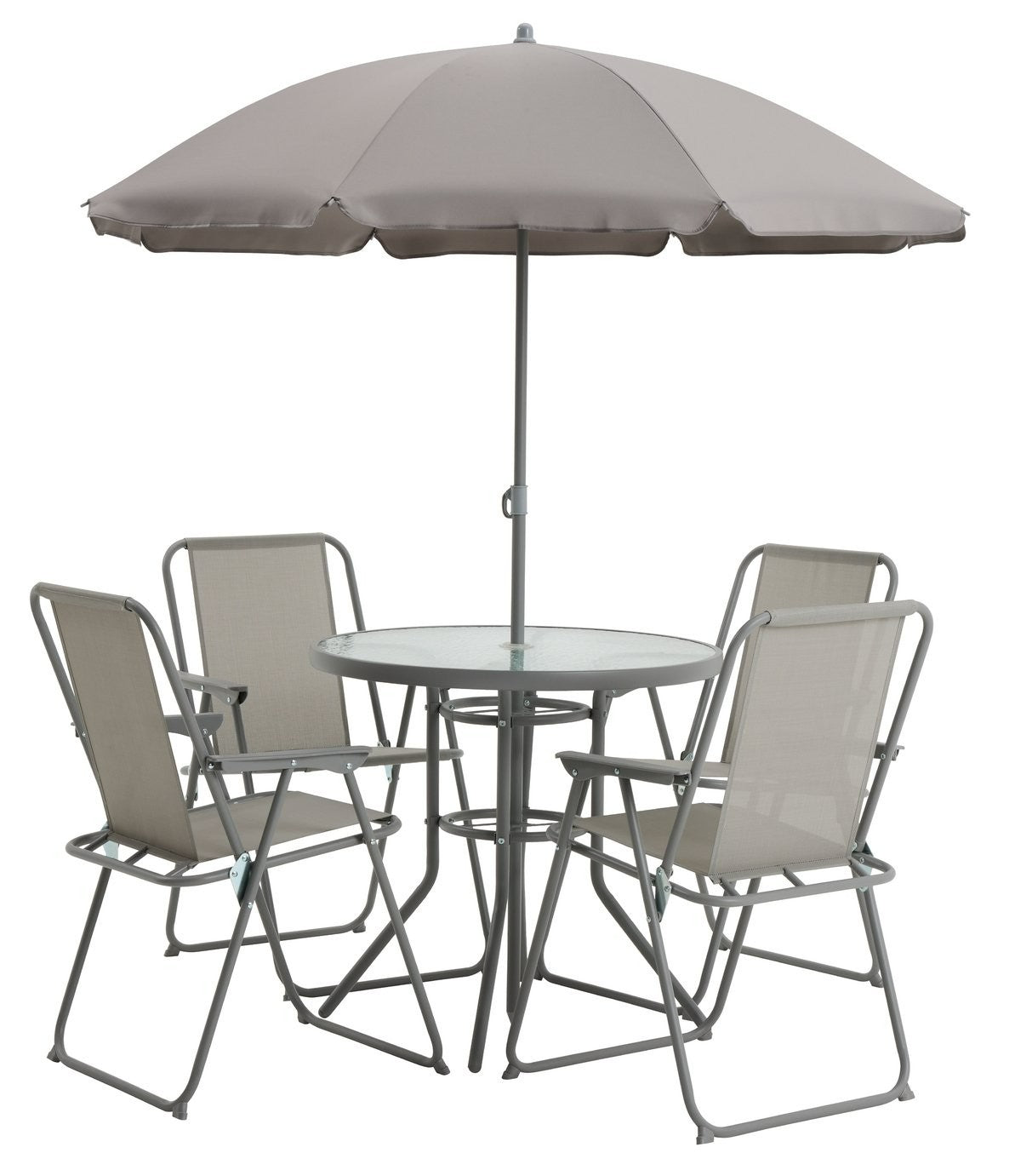 Home 4 Seater Metal Patio Set - Light Grey | Outdoor Garden Furniture