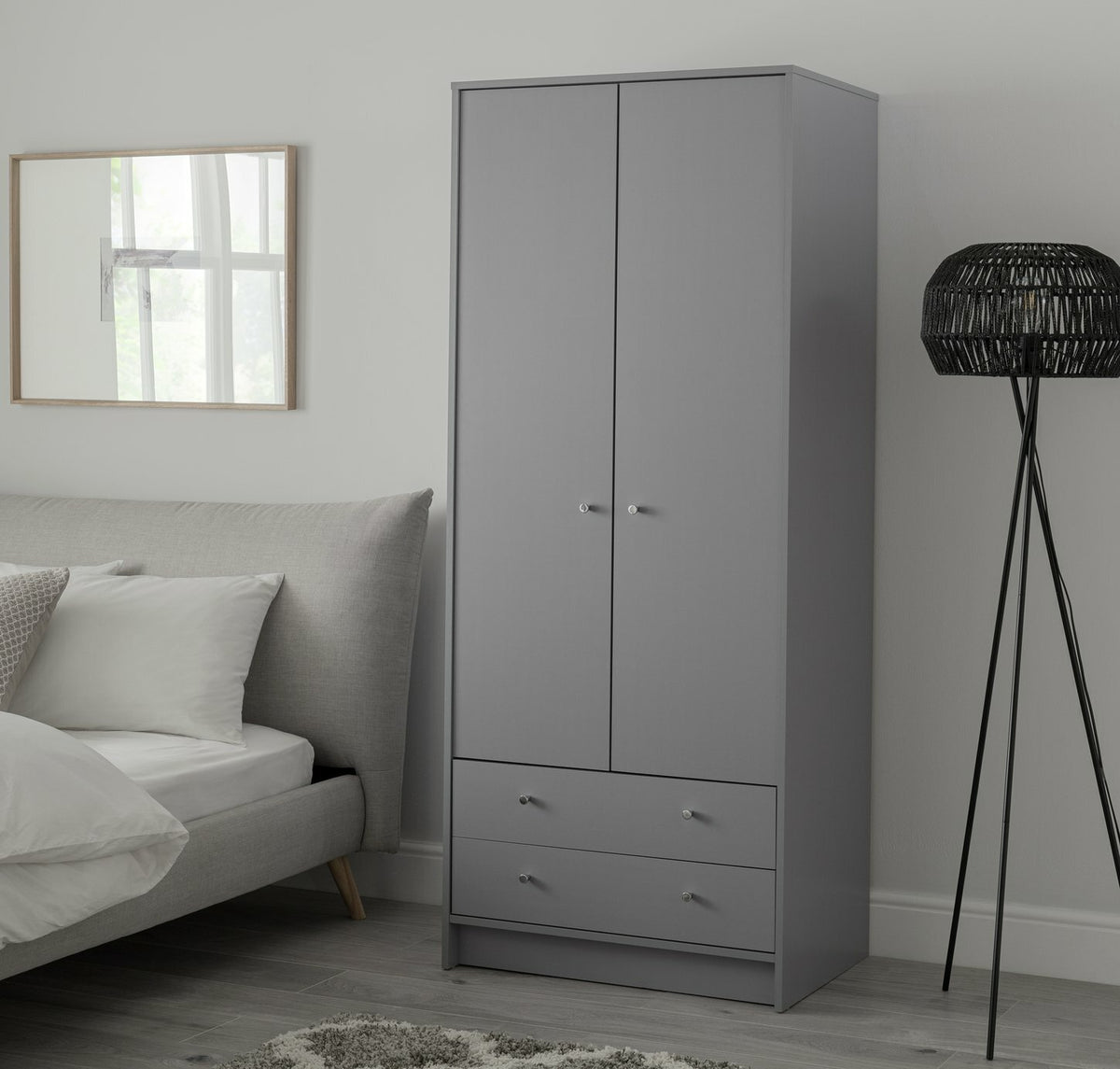 Malibu 2 Door 2 Drawer Wardrobe - Grey (B GRADE 1102)