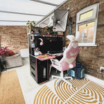 Global Swirl Yellow Cotton Rug 120x170cm | Modern Living Room Floor Rug Carpet