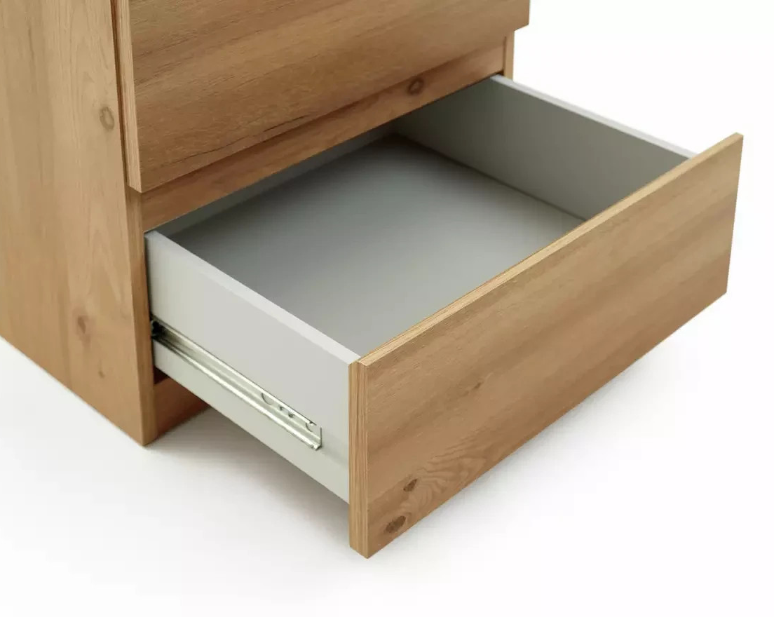 Home Jenson 2 Drawer Bedside Table Oak Effect | Bedroom Storage Nightstand Unit