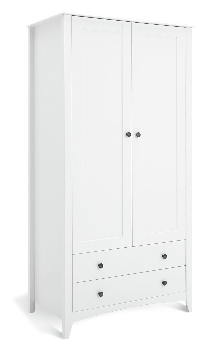 Minato 2 Door 2 Drawer Wardrobe - White | compact white wardrobe