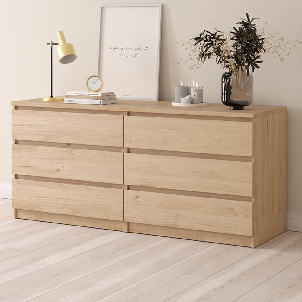Home Florence 6 Drawer Wide Chest of Drawers Jackson Hickory Oak