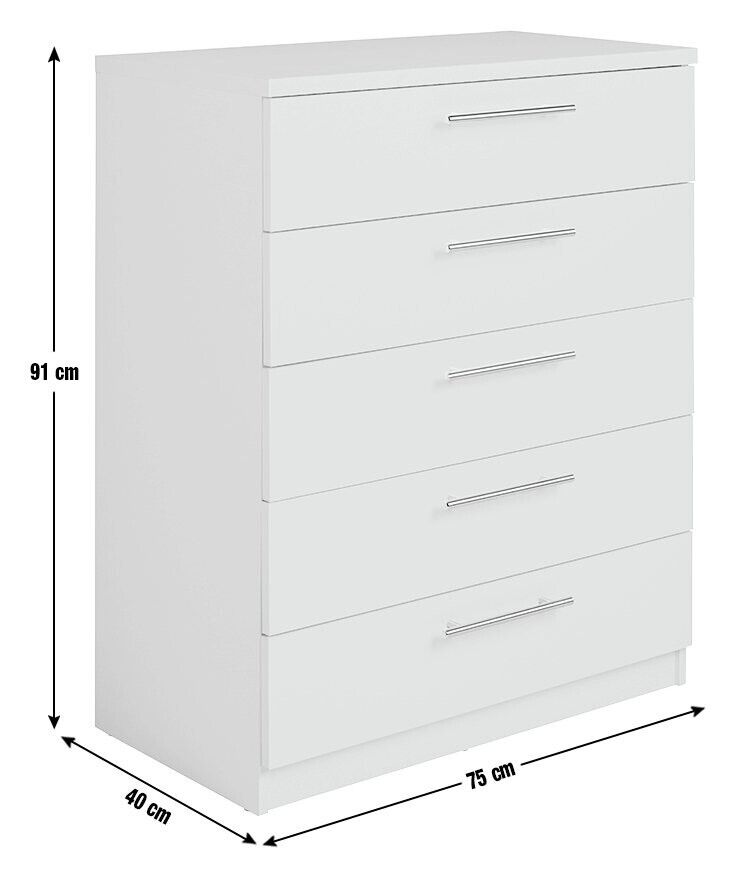 Brisbane 5 drawers Chest â€“ White ( B Grade )