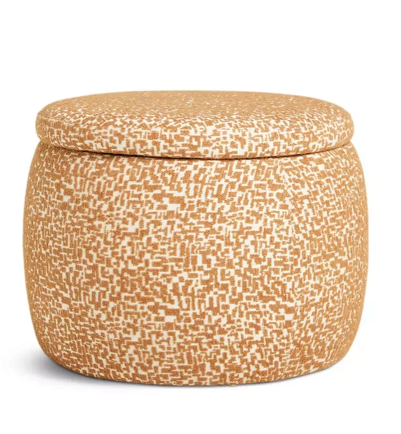Cove Fabric Storage Ottoman Brown & Cream | Upholstered Storage Bench Furniture