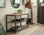 Home Loft Living 3 Tier Shoe Rack Oak & Black | Hallway Shoe Storage Organiser