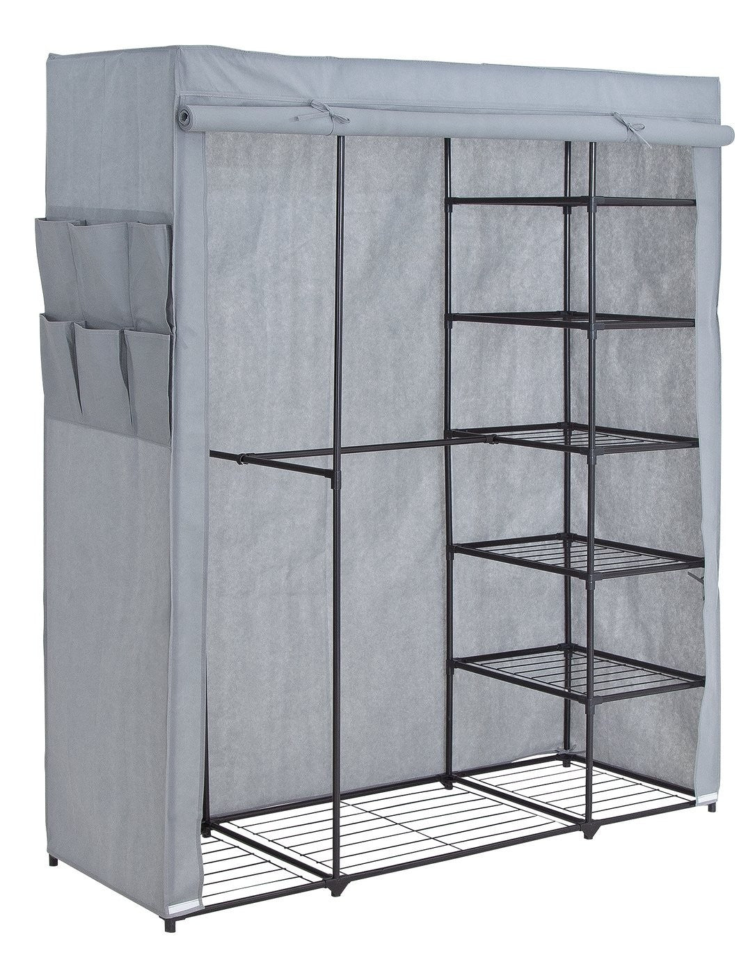 Home Covered Triple Wardrobe with Storage - Grey | Grey Fabric Clothes Storage