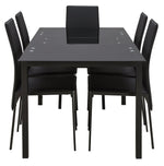 Home Lido Glass Extending Table & 6 Black Chairs | Modern Kitchen Dining Set
