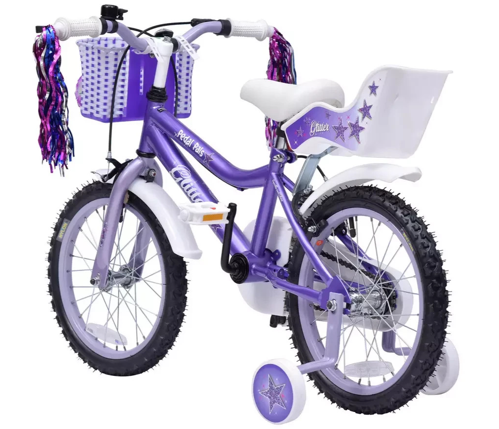Pedal Pals Glitter 16 Inch Kids Mountain Bike Purple | Children’s Bicycle Bike
