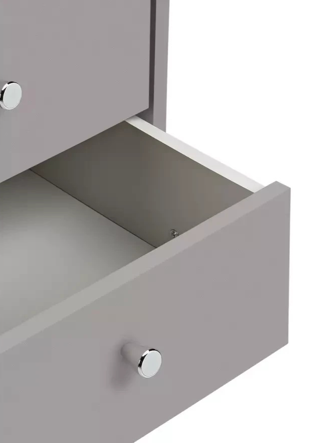 Home Malibu 3 Drawer Bedside Table Grey | Bedroom Nightstand Storage Furniture