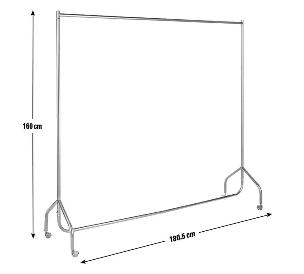 Heavy Duty 6ft Wide Clothes Rail - Black | Strong Garment Hanging Stand Storage