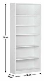 Maine Deep 6 Shelf Bookcase - Shelving Storage Unit Display Cabinet - White