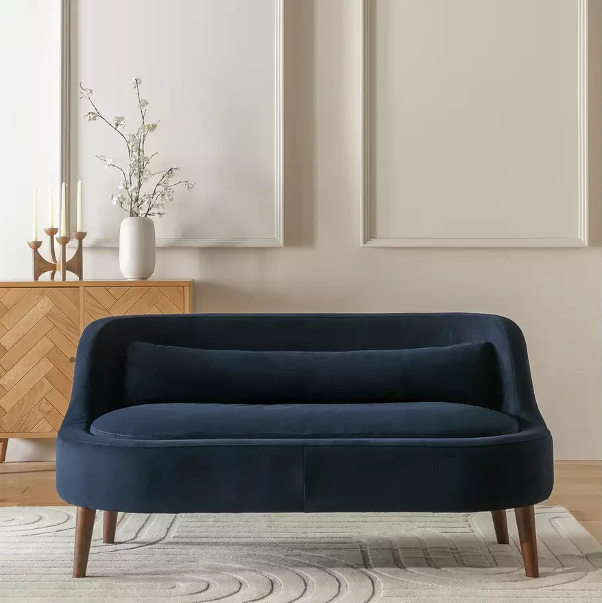 Beckett Fabric 2 Seater Sofa Navy | Modern Living Room Sofa Furniture