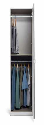 Munich 1 Door Mirror Wardrobe - White | Slim White Mirrored Closet