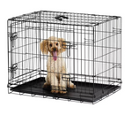 Double Door 30 Inch Pet Cage Medium | Metal Dog Crate Animal Kennel Furniture