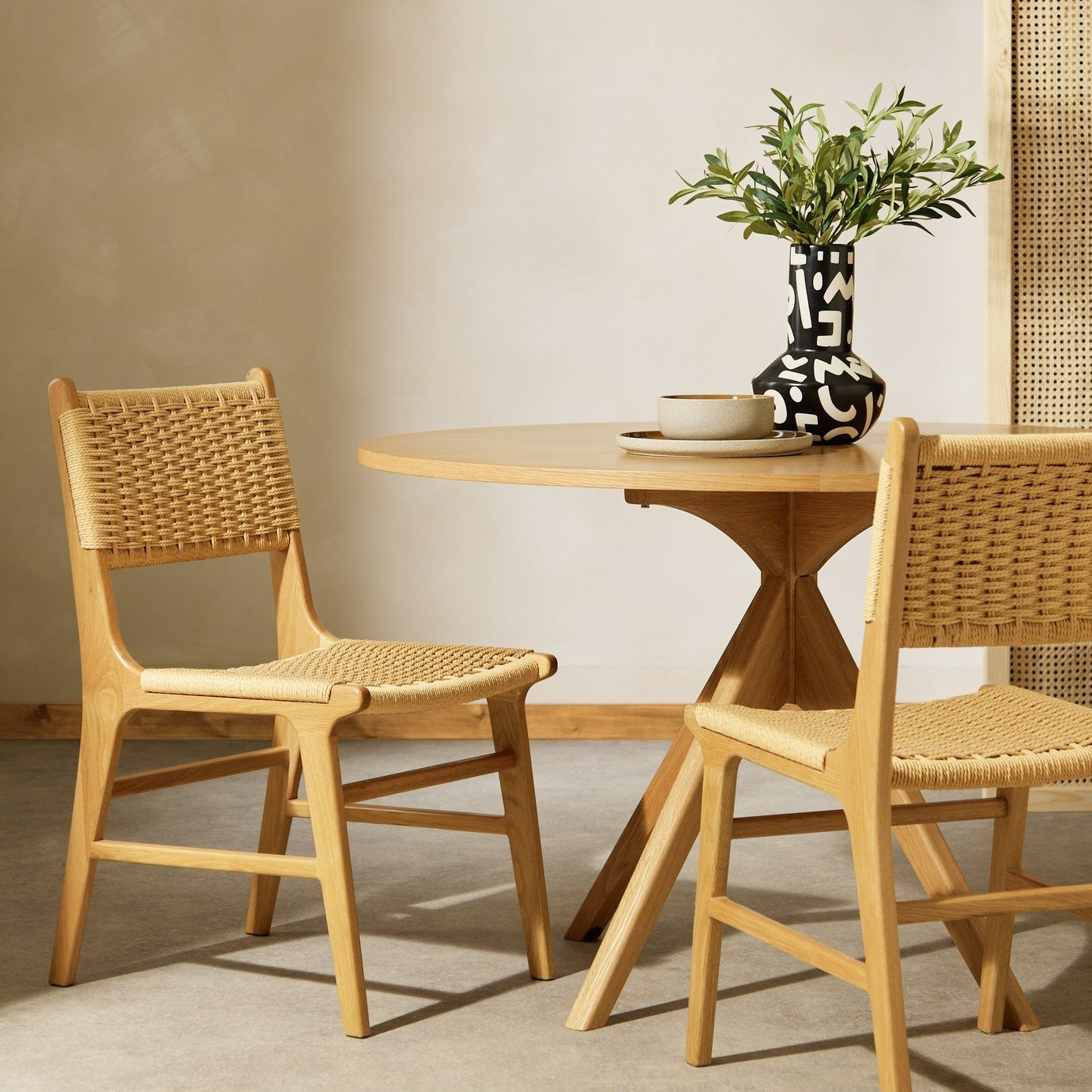 Faro Pair of Solid Wood Dining Chairs - Light Wood | Kitchen Counter Seating
