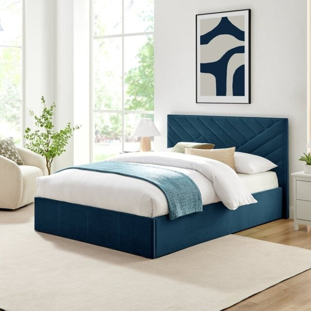 Luca Double End Lift Ottoman Bed - Navy