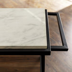 Modern Industrial Bar Serving Cart - White Marble & Dark Walnut