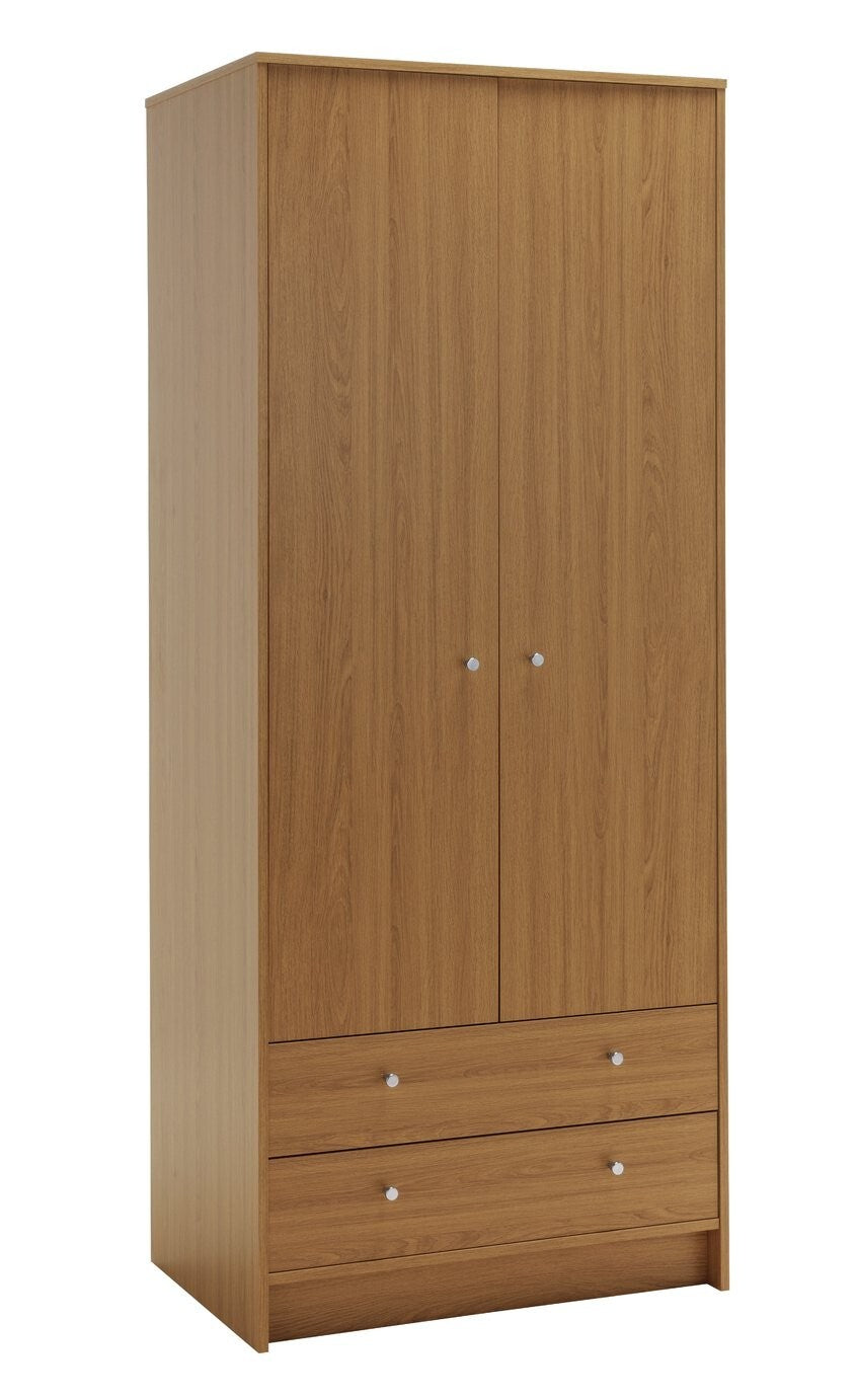 Malibu 2 Door 2 Drawer Wardrobe - Oak Effect ( B Grade )