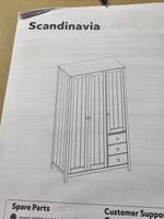 Home Scandinavia 3 door 3 Drawer Wardrobe - White ( B Grade )
