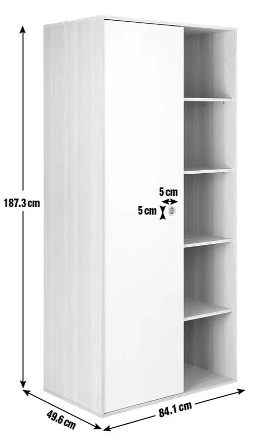 Camden 1 Door Shelved Wardrobe - White and Acacia | Neutral Interior Appeal