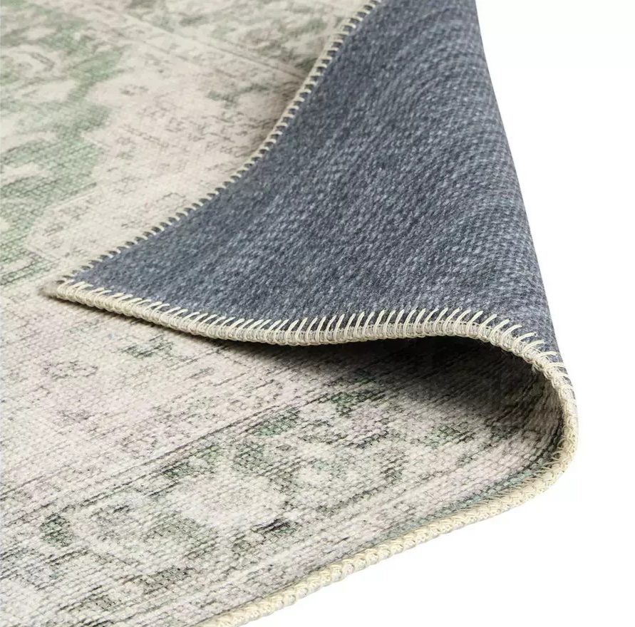 Vintage Effect Green Rug | 120x170cm | Vintage Living Room Bedroom Area Rug Carp