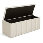 Home Pandora Velvet Storage Ottoman - Cream | Soft Textured Surface