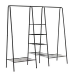 Kevin Triple Clothes Rail Black | Heavy Duty Garment Hanging Rail Clothes Storag