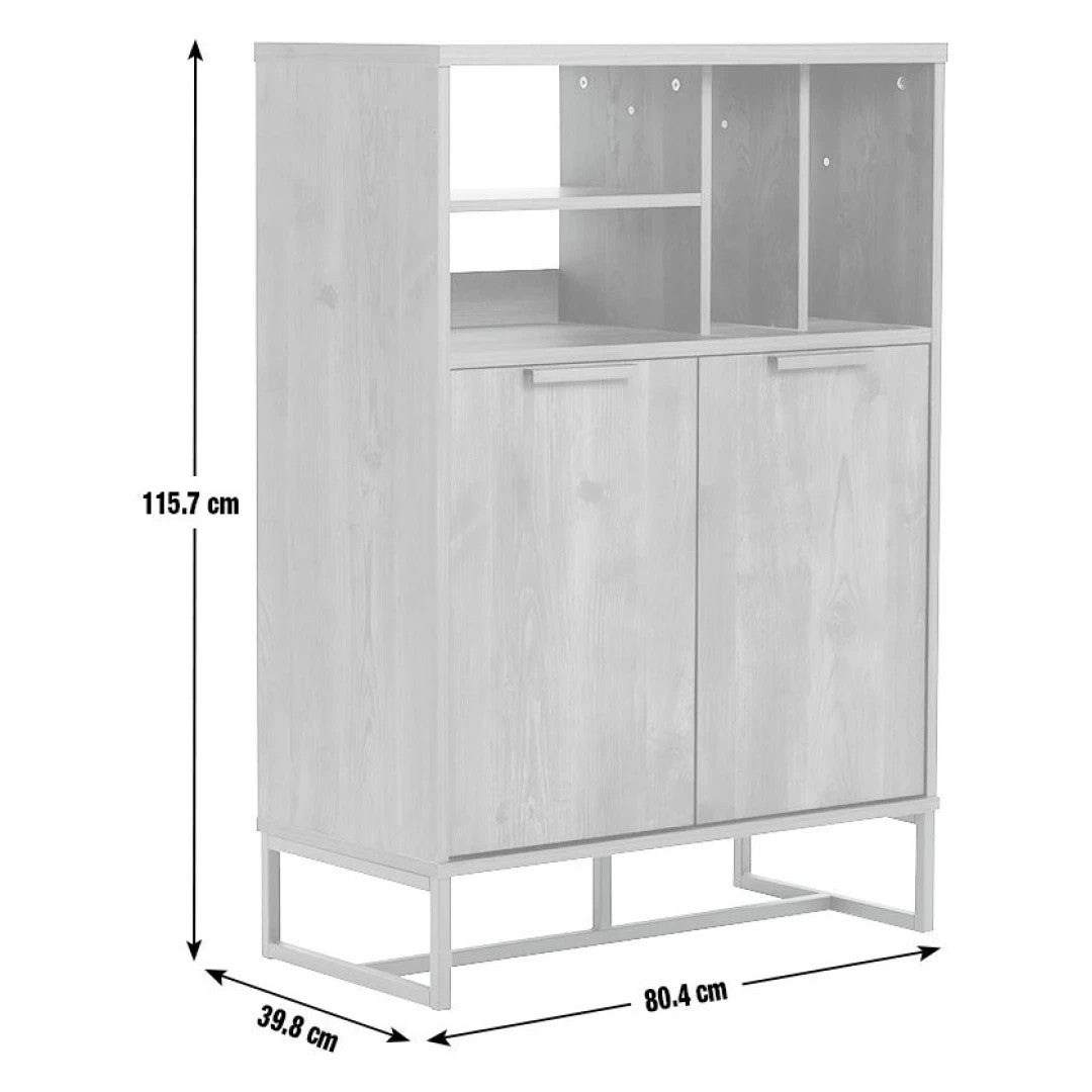 Nomad 2 Door Vinyl Cabinet - Oak | Record Collection Organizer