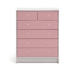 Kids Malibu 6 Drawer Chest - Pink & White ( B Grade 44700 - 44712 )
