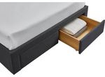 Heathdon 4 Drawer Kingsize Fabric Bed Frame - Grey | Upholstered Storage Bedstea