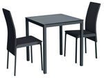 Lido Glass Dining Table & 2 Black Chairs