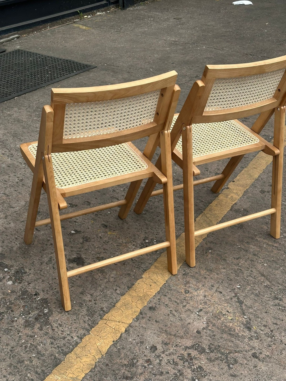 Pair of Peio Rattan Folding Dining Chairs - Natural (S)