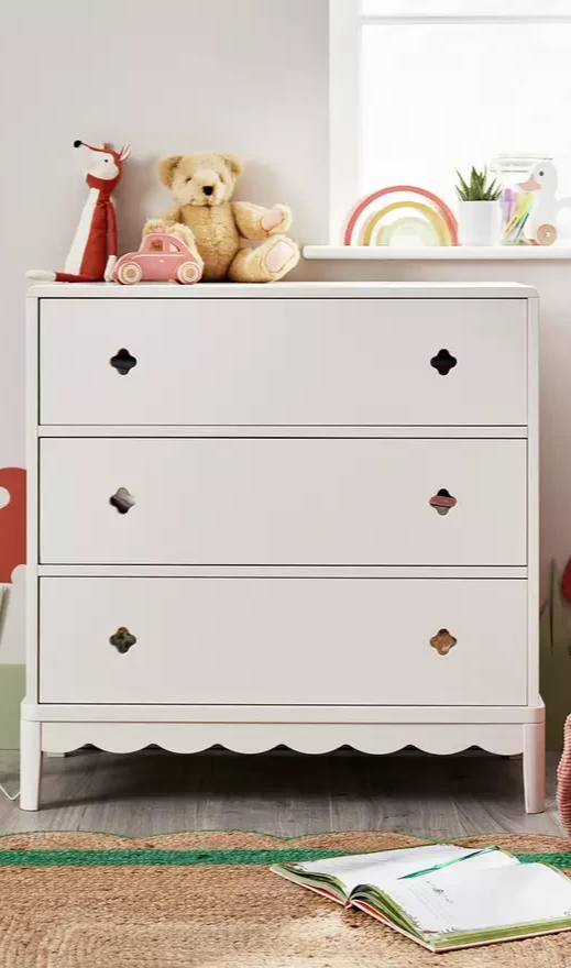 Kids Serena 3 Drawer Chest of Drawers - Ivory (B Grade)