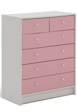 Kids Malibu 6 Drawer Chest - Pink & White (B GRADE 1033.)