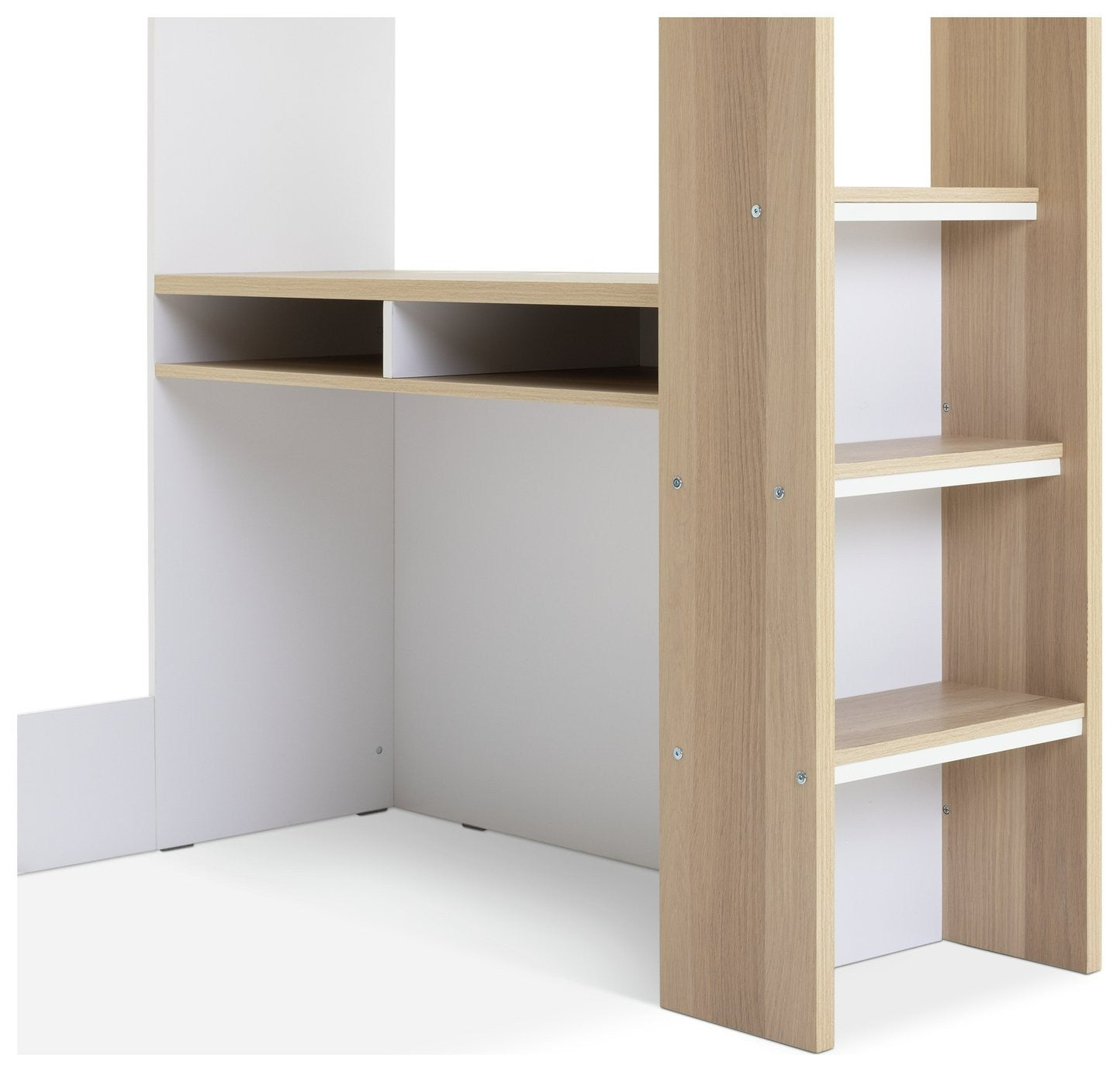 Norah Teen Slatted High Sleeper Bed Frame- White | Teen Loft Bed