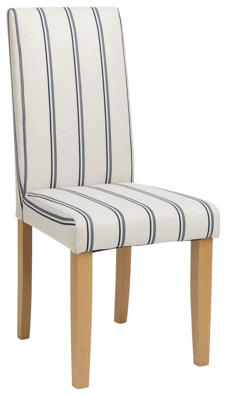 Midback Pair of Stripe Dining Chair- White & Blue | Cozy Fabric Comfort
