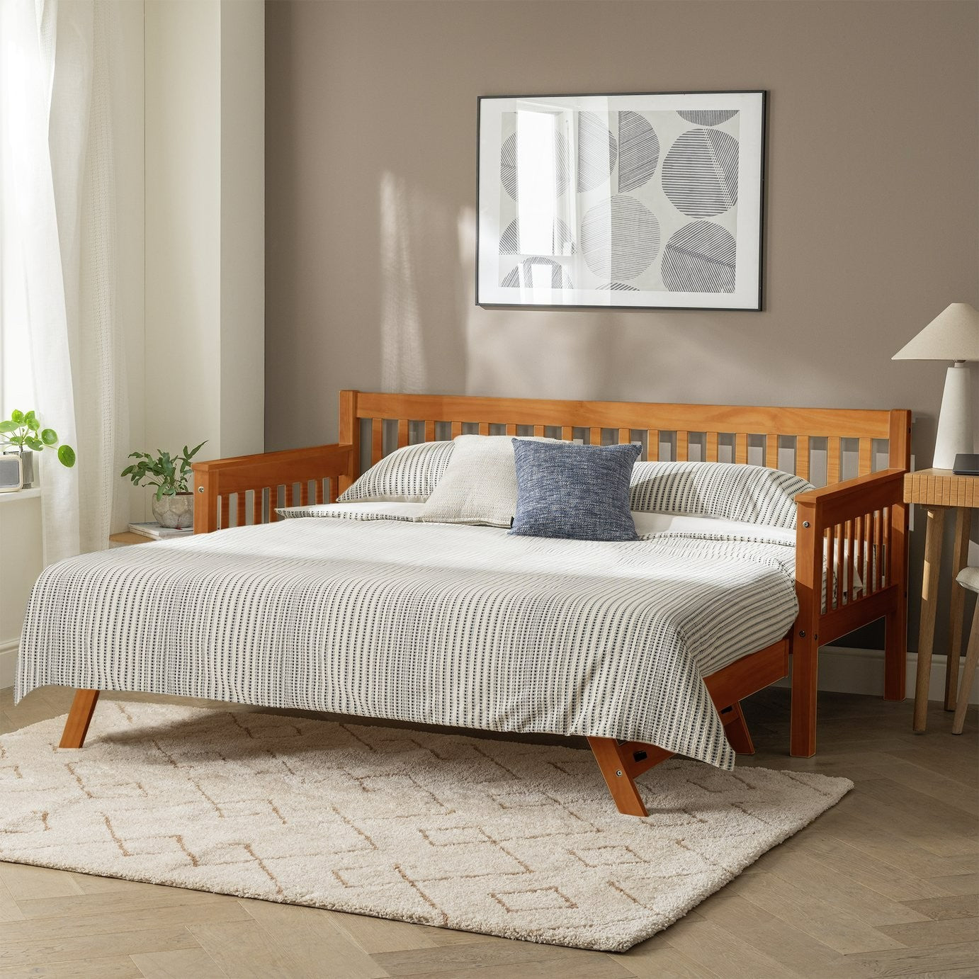Home Aspley Trundle Day Bed - Oak Effect | Guest bed with trundle