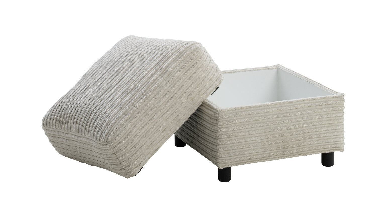 Harry Fabric Storage Footstool - Stone