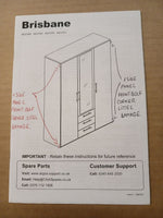 Home Brisbane 3 Door 3 Drawer Wardrobe - White (B Grade-1068.)