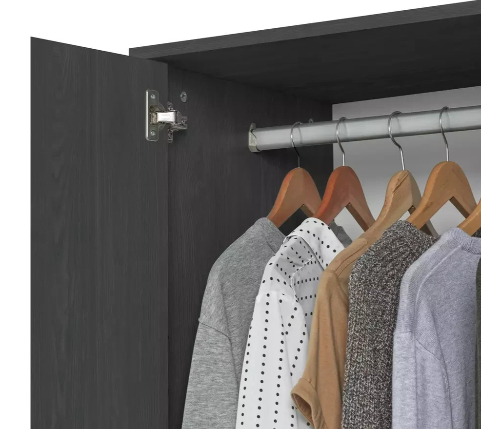 Home Oslo 2 Door Wardrobe Black Oak Effect | Bedroom Storage Wardrobe Furniture