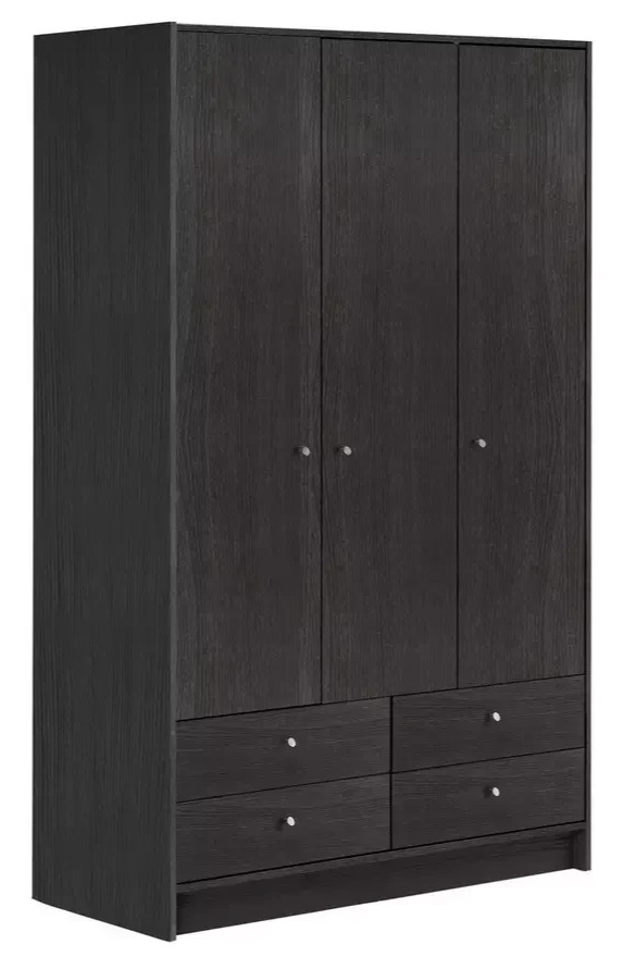 Malibu 3 Dr 4 Drawer Wardrobe - Black Oak Effect (B Grade)