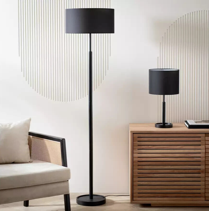 Home Gloss Stick Floor Lamp Black | Modern Tall Standing Light for Living Room