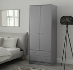 Malibu 2 Door 2 Drawer Wardrobe - Grey (B GRADE 1102.)