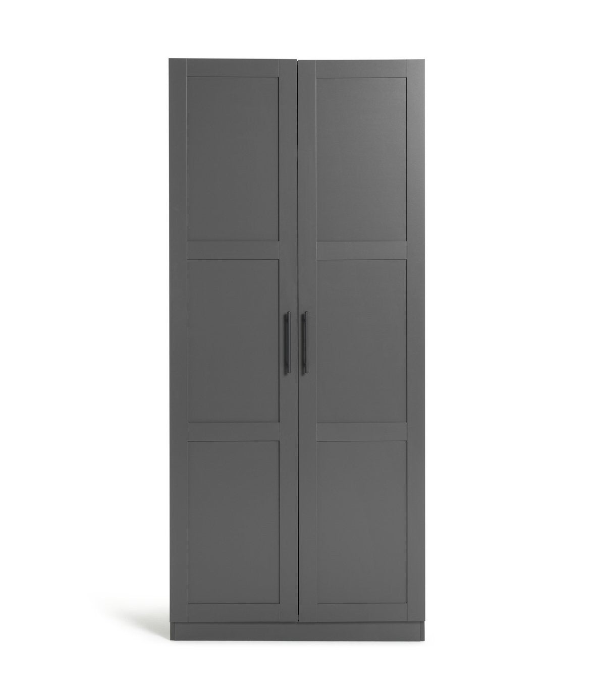Munich Panelled 2 Door Wardrobe - Anthracite | Contemporary double door closet