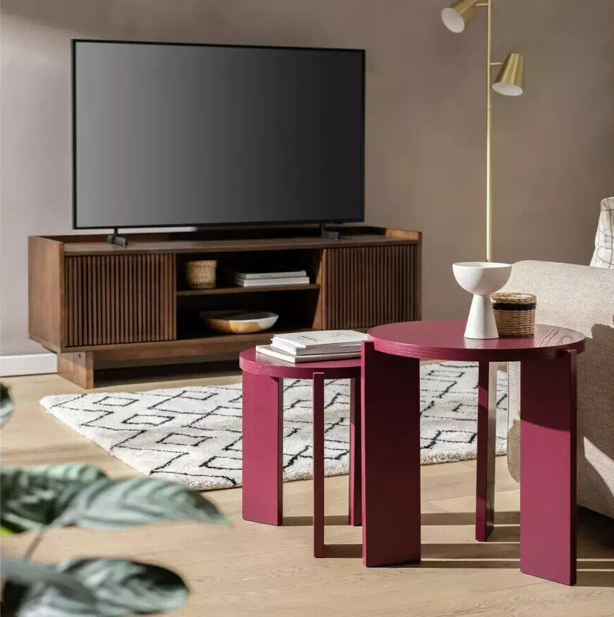 Habitat Xylo Solid Wood Nest of 2 Tables - Cherry Red