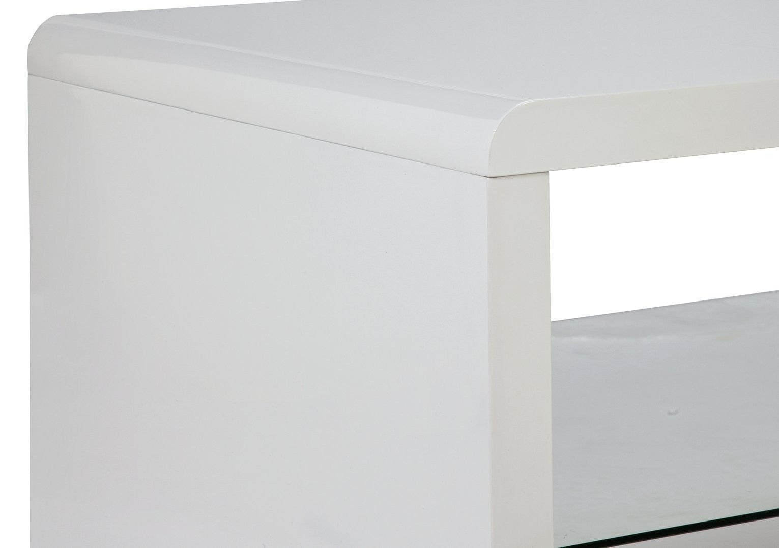 Home Sleigh 1 Shelf Coffee Table - White Gloss | Organized Magazine Area