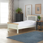 Aubrey Single Wooden Bed Frame Two Tone | Shaker Style Solid Pine Cream Oak