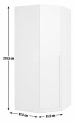Munich Corner 1 Door Wardrobe - White (B GRADE 1110.)