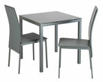 Lido Glass Dining Table & 2 Grey Chairs|Modern Dining Set Kitchen or Living Room